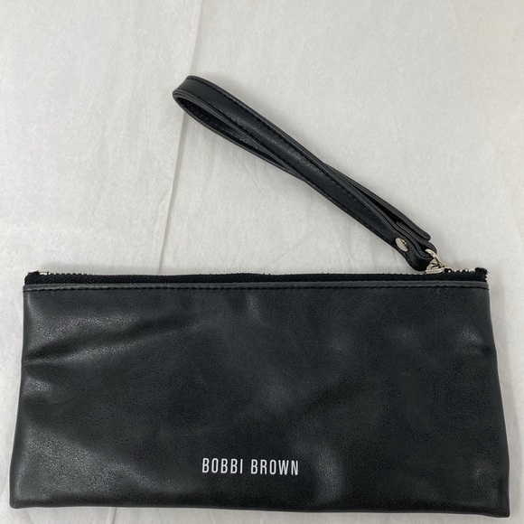 NWOT Bobbi Brown Black Faux Leather Makeup Bag - Picture 1 of 4